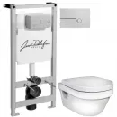Комплект подвесной унитаз Gustavsberg Hygienic Flush 5G84HR01 + система инсталляции Jacob Delafon E5504-NF + E4326-CP