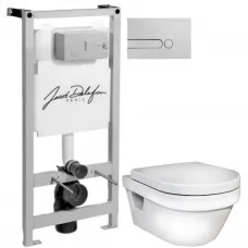 Комплект подвесной унитаз Gustavsberg Hygienic Flush 5G84HR01 + система инсталляции Jacob Delafon E5504-NF + E4326-CP