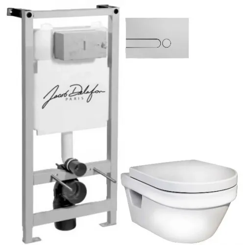 Комплект подвесной унитаз Gustavsberg Hygienic Flush 5G84HR01 + система инсталляции Jacob Delafon E5504-NF + E4326-CP