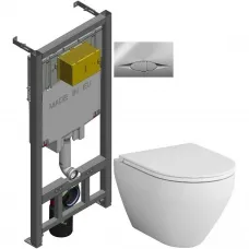 Комплект подвесной унитаз Am.Pm Spirit 2.0 C701700WH + C707857WH + система инсталляции Jacob Delafon E29025-NF + E29027-CP