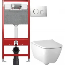 Комплект подвесной унитаз Geberit Smyle Square 500.683.00.2 + система инсталляции Tece 9300302 + 9240921