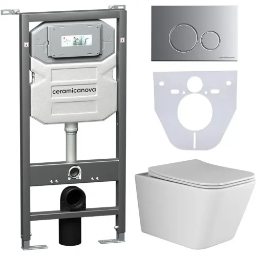 Комплект подвесной унитаз Ceramica Nova Metric CN3007 + система инсталляции Ceramica Nova Envision Round CN1001M + CN1000