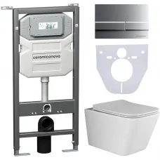Комплект подвесной унитаз Ceramica Nova Metric CN3007 + система инсталляции Ceramica Nova Envision Flat CN1002M + CN1000