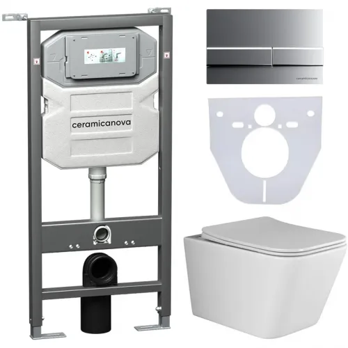 Комплект подвесной унитаз Ceramica Nova Metric CN3007 + система инсталляции Ceramica Nova Envision Flat CN1002M + CN1000