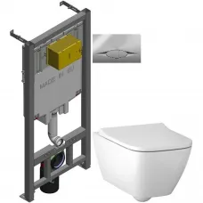 Комплект подвесной унитаз Geberit Smyle Square 500.683.00.2 + система инсталляции Jacob Delafon E29025-NF + E29027-CP