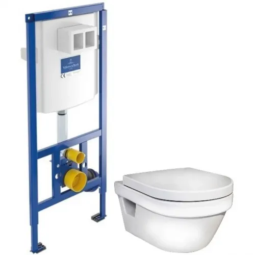 Комплект подвесной унитаз Gustavsberg Hygienic Flush 5G84HR01 + система инсталляции Villeroy & Boch 92246100