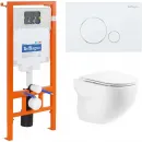 Комплект инсталляция с унитазом BelBagno Sfera BB066CHR/BB870SC/BB002-80/BB014-SR-BIANCO с кнопкой смыва, белый + унитаз подвесной BelBagno Onda безободковый, с сиденьем микролифт, белый