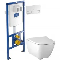 Комплект подвесной унитаз Geberit Smyle Square 500.683.00.2 + система инсталляции Villeroy & Boch 92246100 + 92249068