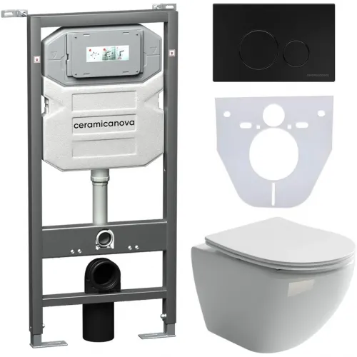 Комплект подвесной унитаз Ceramica Nova Metropol CN4002 + система инсталляции Ceramica Nova Envision Round CN1001B + CN1000