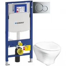 Комплект подвесной унитаз Gustavsberg Estetic C+ GB1183300R1030 + система инсталляции Geberit 111.300.00.5 + 115.770.21.5 + 111.815.00.1