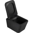 Комплект инсталляция с унитазом Abber AC1201MB-AC0105-AC0121MMG с кнопкой смыва, золотой матовый + унитаз подвесной Abber Rechteck безободковый, с сиденьем микролифт, черный матовый