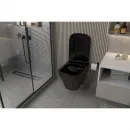Комплект инсталляция с унитазом Abber AC1201MB-AC0105-AC0121MMG с кнопкой смыва, золотой матовый + унитаз подвесной Abber Rechteck безободковый, с сиденьем микролифт, черный матовый