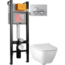Комплект подвесной унитаз Geberit Smyle Square 500.683.00.2 + система инсталляции Jacob Delafon E33131RU-NF + E20859-CP-MTC