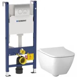 Комплект подвесной унитаз Geberit Smyle Square 500.683.00.2 + система инсталляции Geberit 458.124.21.1