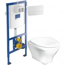Комплект подвесной унитаз Gustavsberg Estetic GB1183300R1030 + система инсталляции Villeroy & Boch 92246100 + 92249068