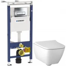 Комплект подвесной унитаз Geberit Smyle Square 500.683.00.2 + система инсталляции Geberit 458.125.21.1
