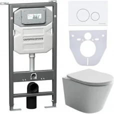 Комплект подвесной унитаз Ceramica Nova Balearica CN6000 + система инсталляции Ceramica Nova Envision Round CN1001W + CN1000