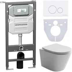 Комплект подвесной унитаз Ceramica Nova Balearica CN6000 + система инсталляции Ceramica Nova Envision Round CN1001W + CN1000