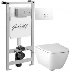 Комплект подвесной унитаз Geberit Smyle Square 500.683.00.2 + система инсталляции Jacob Delafon E5504-NF + E4326-00