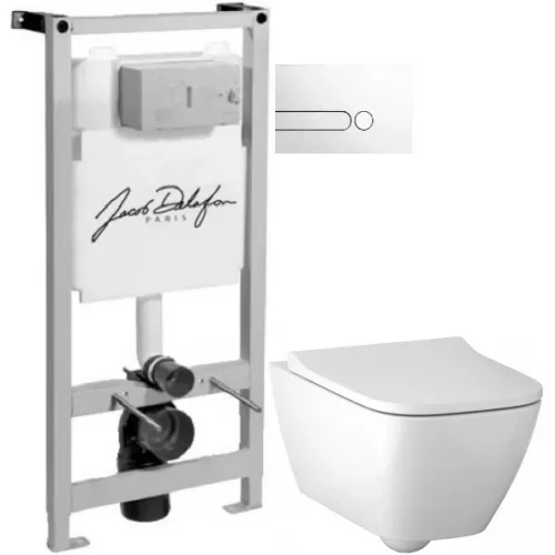 Комплект подвесной унитаз Geberit Smyle Square 500.683.00.2 + система инсталляции Jacob Delafon E5504-NF + E4326-00