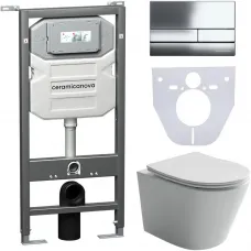 Комплект подвесной унитаз Ceramica Nova Balearica CN6000 + система инсталляции Ceramica Nova Envision Flat CN1002CH + CN1000