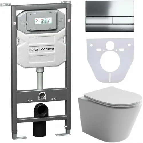 Комплект подвесной унитаз Ceramica Nova Balearica CN6000 + система инсталляции Ceramica Nova Envision Flat CN1002CH + CN1000