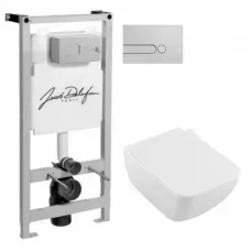 Комплект подвесной унитаз Villeroy & Boch Venticello 4611RSR1 + система инсталляции Jacob Delafon E5504-NF + E4326-CP