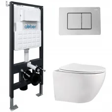 Комплект подвесной унитаз Abber Bequem AC1100 + система инсталляции Abber AC0105 + AC0120