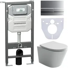 Комплект подвесной унитаз Ceramica Nova Balearica CN6000 + система инсталляции Ceramica Nova Envision Flat CN1002M + CN1000