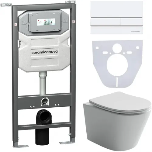 Комплект подвесной унитаз Ceramica Nova Balearica CN6000 + система инсталляции Ceramica Nova Envision Flat CN1002W + CN1000