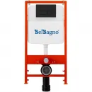 Комплект инсталляция с унитазом BelBagno BB5177CH-TOR/SC/BB026/BB044NERO с кнопкой смыва, черный матовый + унитаз подвесной BelBagno Uno безободковый, торнадо, с сиденьем микролифт, белый