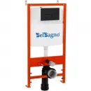 Комплект инсталляция с унитазом BelBagno BB5177CH-TOR/SC/BB026/BB044NERO с кнопкой смыва, черный матовый + унитаз подвесной BelBagno Uno безободковый, торнадо, с сиденьем микролифт, белый