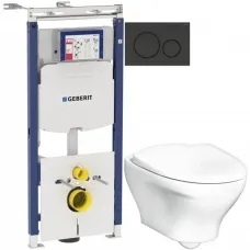 Комплект подвесной унитаз Gustavsberg Estetic GB1183300R1030 + система инсталляции Geberit 111.362.00.5 + 115.882.DW.1