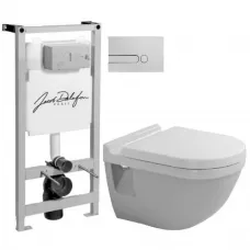 Комплект подвесной унитаз Duravit Starck 3 2200090000 + 0063810000 + система инсталляции Jacob Delafon E5504-NF + E4326-CP