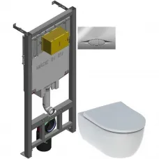 Комплект подвесной унитаз Geberit iCon 500.784.01.1 + система инсталляции Jacob Delafon E29025-NF + E29027-CP