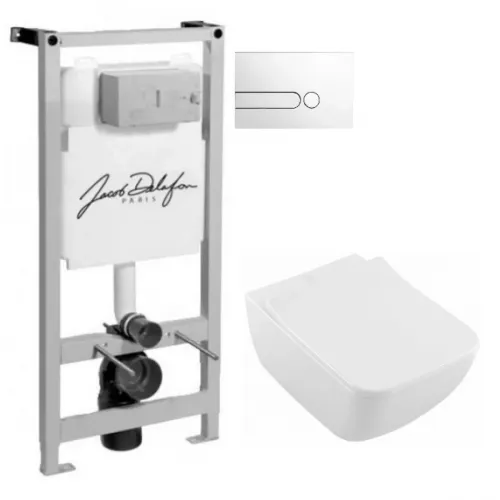 Комплект подвесной унитаз Villeroy & Boch Venticello 4611RSR1 + система инсталляции Jacob Delafon E5504-NF + E4326-00