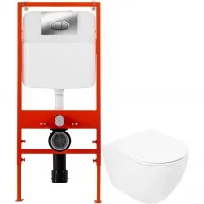 Комплект подвесной унитаз BelBagno Stylus CZR-513-TH-R + CZR2316SC + система инсталляции BelBagno BB002-80 + BB051CR