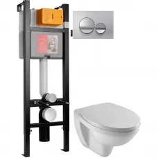 Комплект подвесной унитаз Jacob Delafon Patio EDV102-00 + E70021-00 + система инсталляции Jacob Delafon E33131RU-NF + E20859-CP-MTC