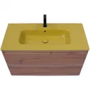 Раковина Plumberia Selection IXO XO101FSN 101x46 см, накладная, желтый глянец