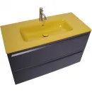 Раковина Plumberia Selection IXO XO101FSN 101x46 см, накладная, желтый глянец