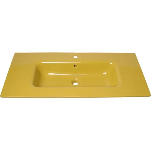Раковина Plumberia Selection IXO XO101FSN 101x46 см, накладная, желтый глянец