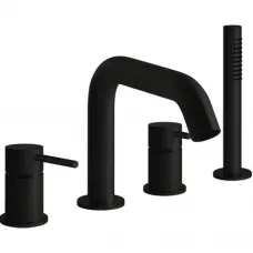 Смеситель на борт ванны Gessi Gessi316 54037#299 с душевым гарнитуром, черный матовый