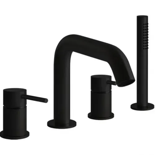 Смеситель на борт ванны Gessi Gessi316 54037#299 с душевым гарнитуром, черный матовый