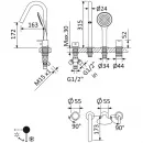 Смеситель на борт ванны Cezares Leaf LEAF-BVDM4-L-SS