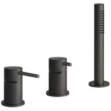 Смеситель на борт ванны Gessi Gessi316 54043#707 с душевым гарнитуром, черный хром матовый
