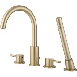 Смеситель на борт ванны Abber Wasser Kreis AF8113G с душевым гарнитуром, золотой матовый