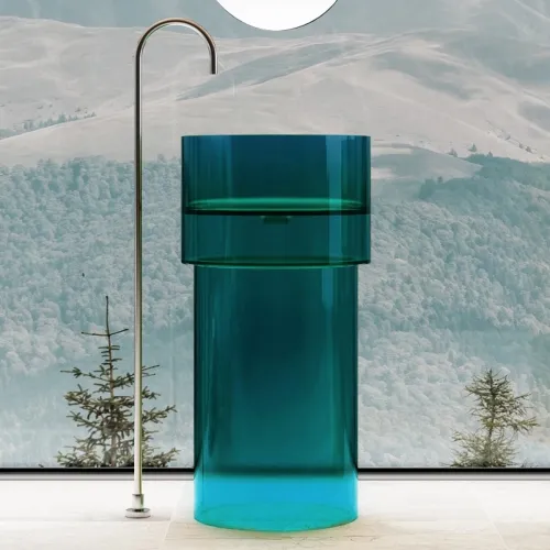 Раковина напольная 45x45 см Abber Kristall AT2701Aquamarin-H