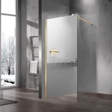 Душевая перегородка Vincea Walk-In VSW-1H900MRG 90 см, профиль золотой матовый, стекло зеркальное