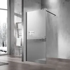 Душевая перегородка Vincea Walk-In VSW-1H100MRB 100 см, профиль черный матовый, стекло зеркальное