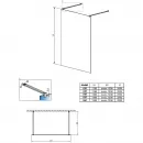 Неподвижная перегородка Radaway Modo X I Black Frame 160 388364-54-58 прозрачное